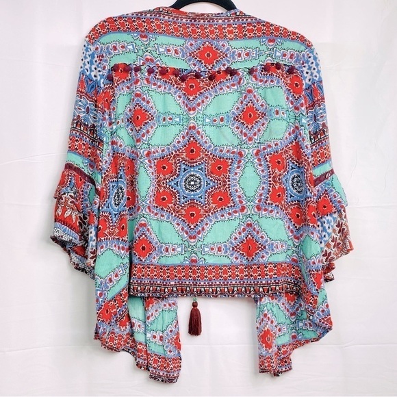 Democracy Women’s Sz Medium Multi-Color Lightweight 3/4 Bell Sleeve Cardigan - Picture 2 of 8